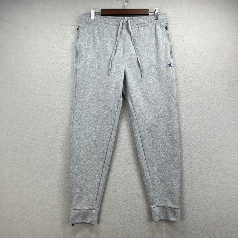 Champion Joggers Sweatpants Mens Medium Gray Athletic Ankle Zip Active Sweats